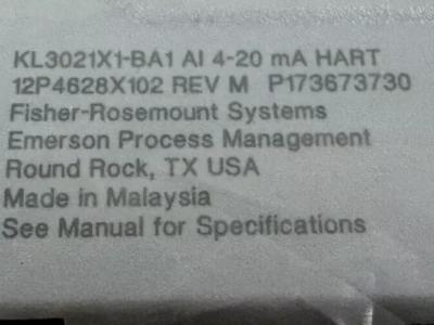 EMERSON KL3021X1-BA1 ANALOG INPUT DELTA V 12P4628X102